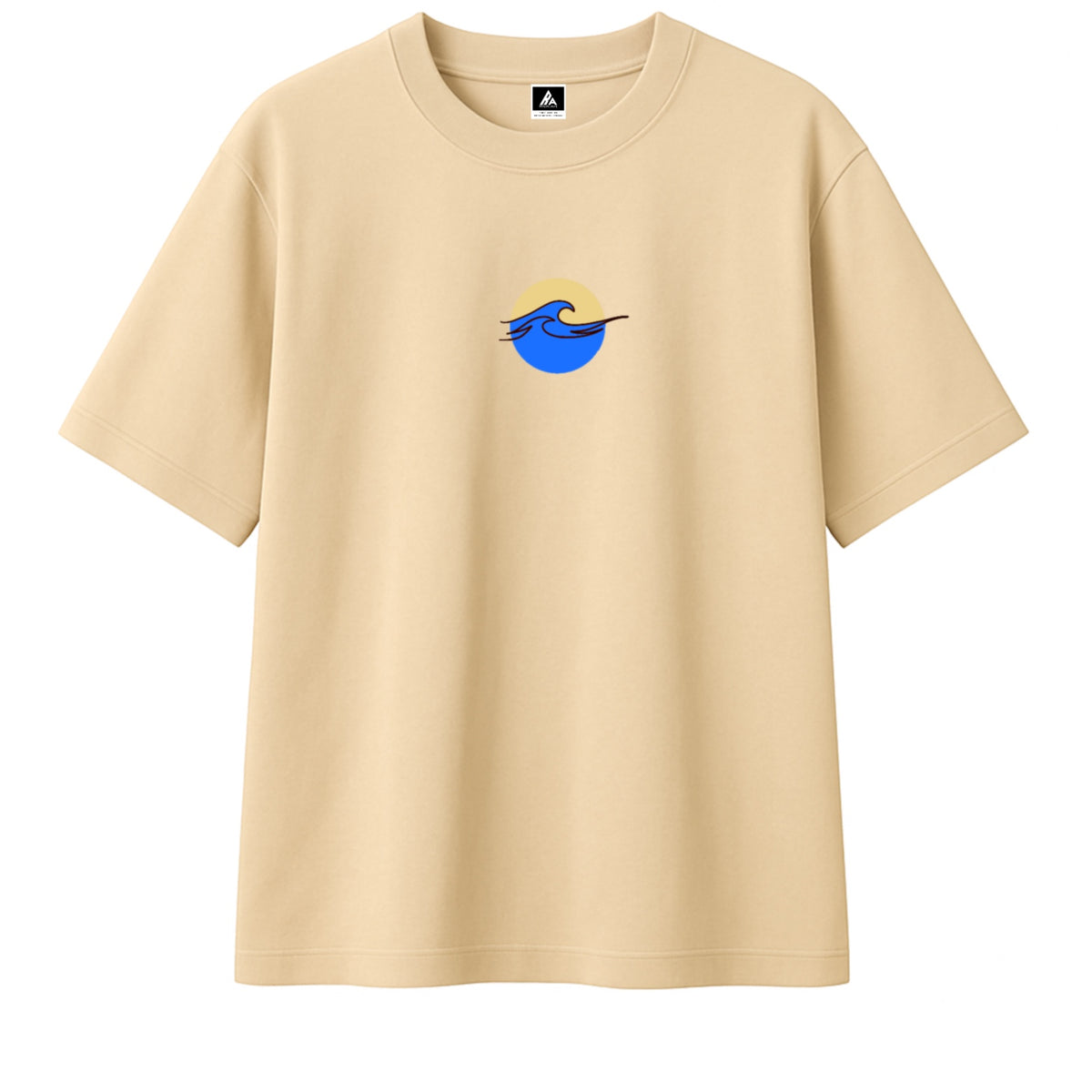 T-shirt Minimaliste Brodé 100% Coton – Design Vague (F)