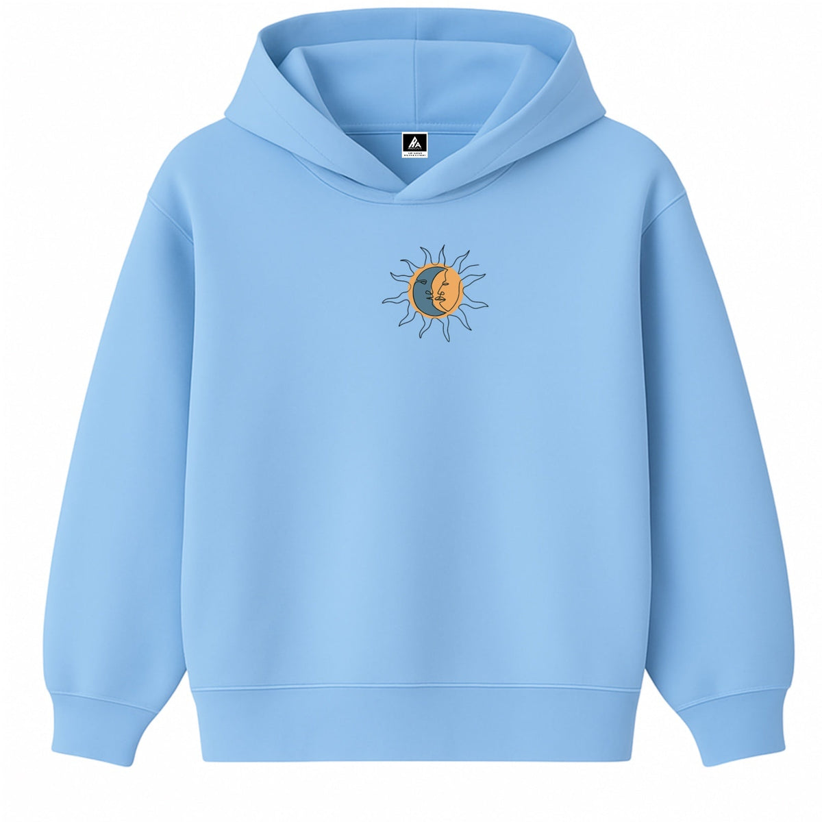 Hoodie 460g 100% Coton – Broderie Minimaliste - Design Soleil/Lune Rich.Art