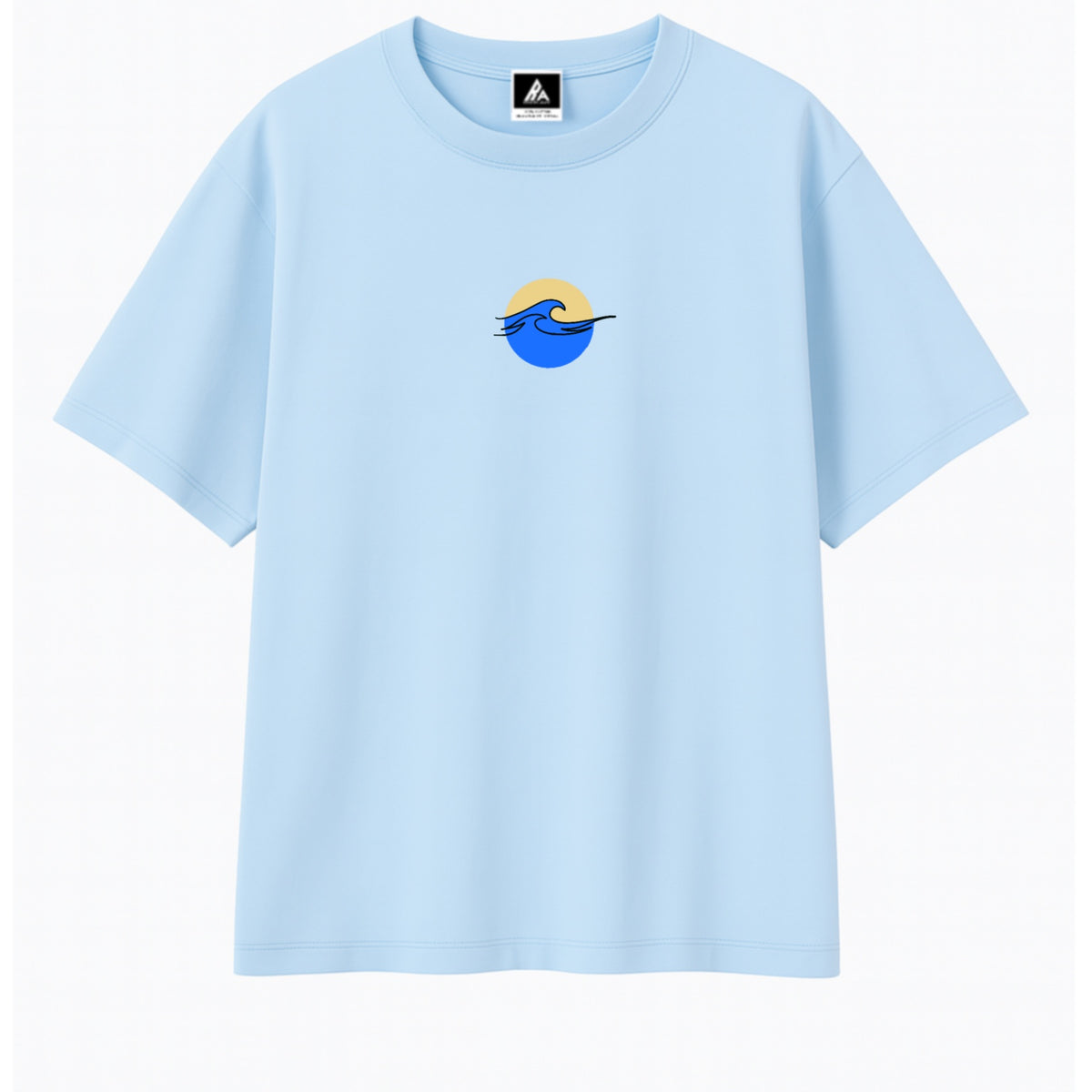 T-shirt Minimaliste Brodé 100% Coton – Design Vague (F)