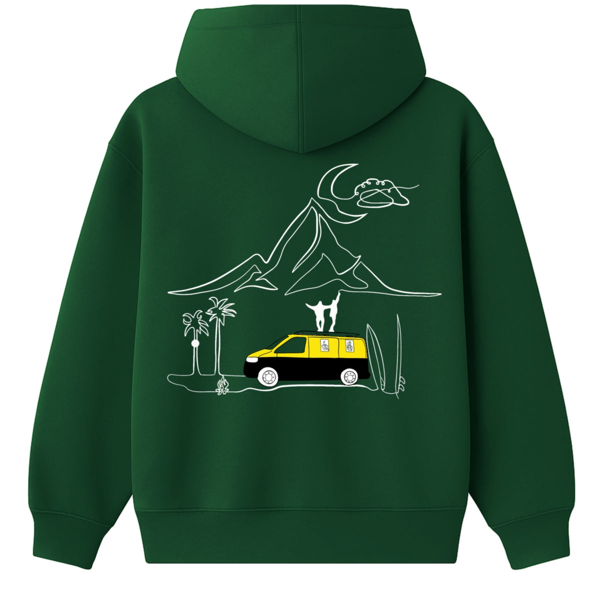 Hoodie 460g 100% Coton – Broderie Minimaliste - Design Vanlife (F)