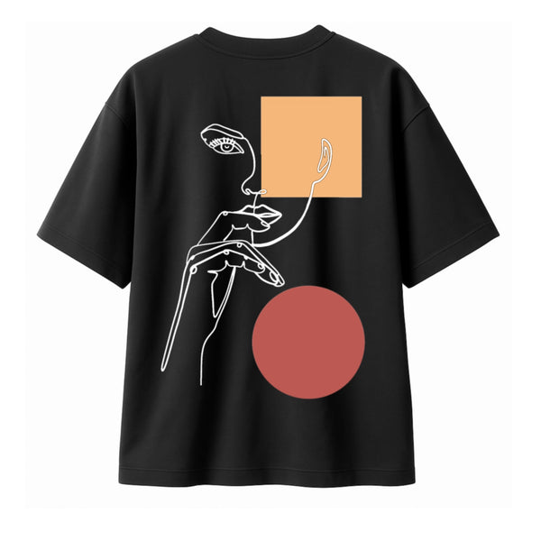 T-shirt Minimaliste Brodé 100% Coton – Design Pensive