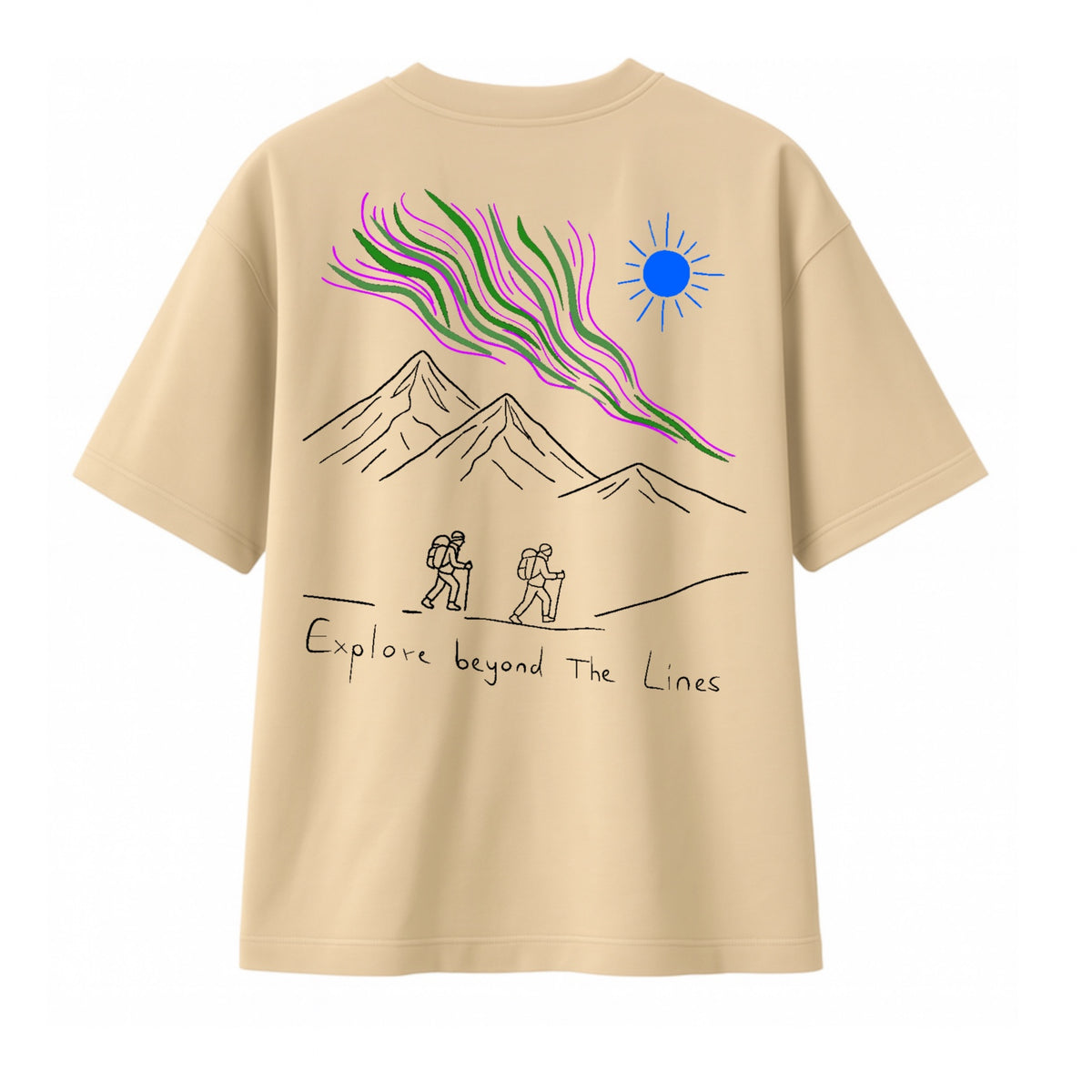 T-shirt Minimaliste Brodé 100% Coton – Design Randonnée (F)