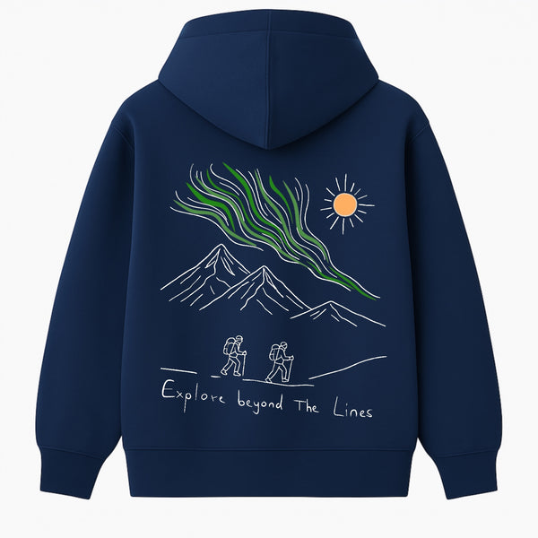 Hoodie 460g 100% Coton – Broderie Minimaliste - Design Randonnée (F)