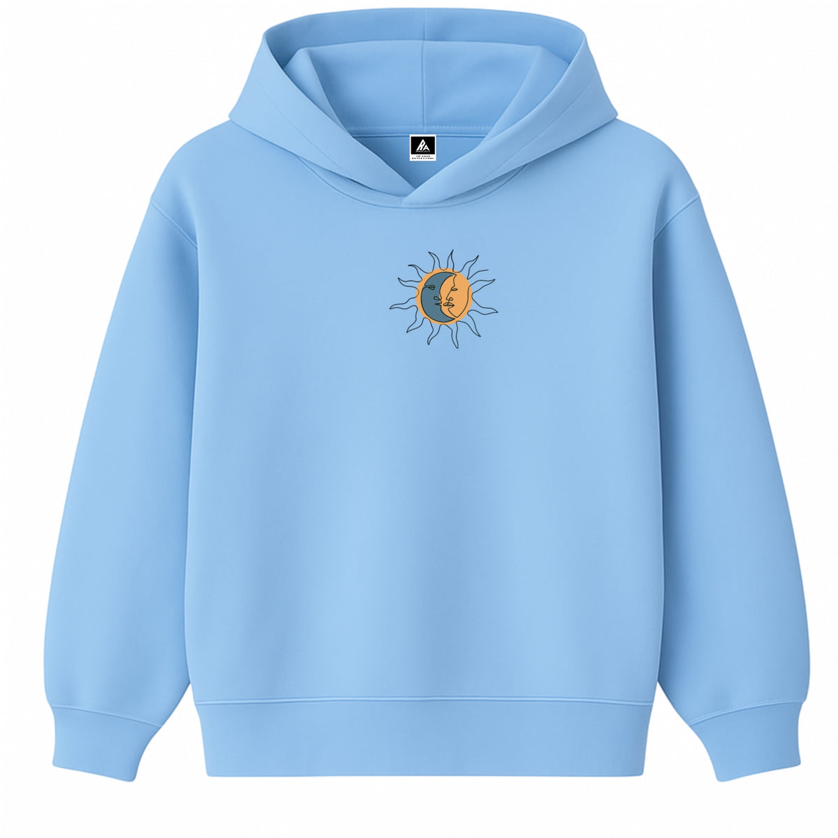 Hoodie 460g 100% Coton – Broderie Minimaliste - Design Soleil/Lune (F)