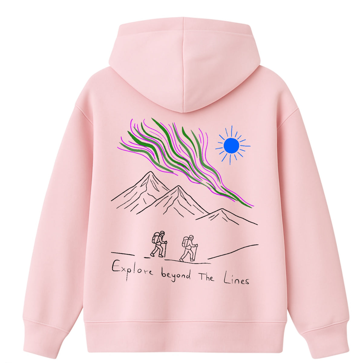 Hoodie 460g 100% Coton – Broderie Minimaliste - Design Randonnée (F)