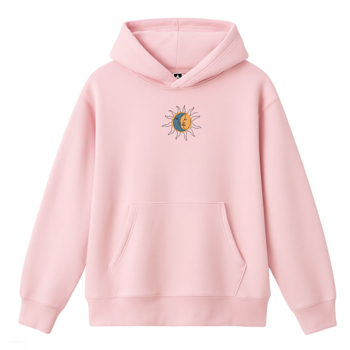 Hoodie 460g 100% Coton – Broderie Minimaliste - Design Soleil/Lune (F)