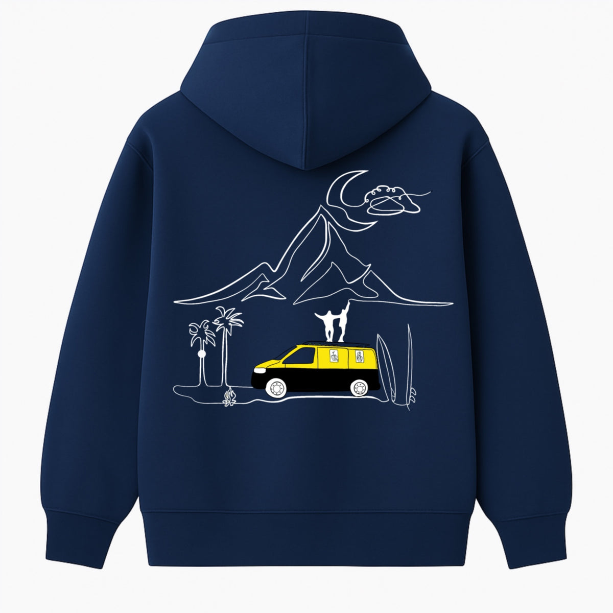 Hoodie 460g 100% Coton – Broderie Minimaliste - Design Vanlife (F)