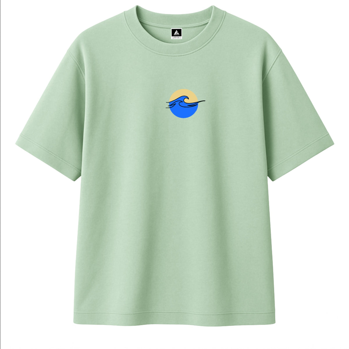 T-shirt Minimaliste Brodé 100% Coton – Design Vague (F)