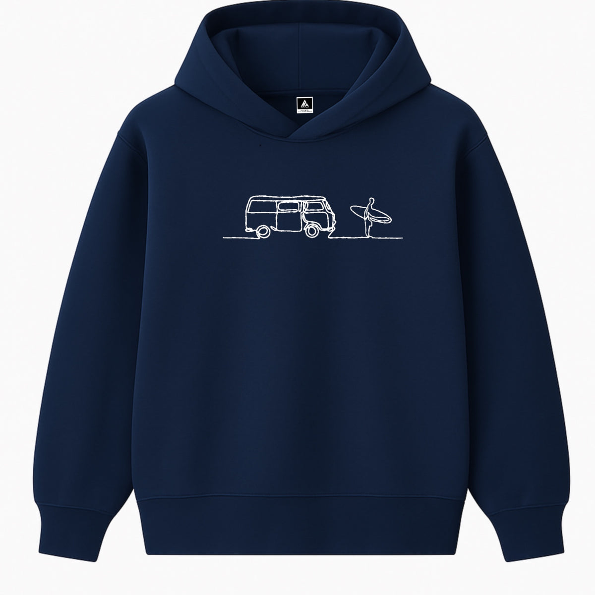 Hoodie 460g 100% Coton – Broderie Minimaliste - Design Surf (F)