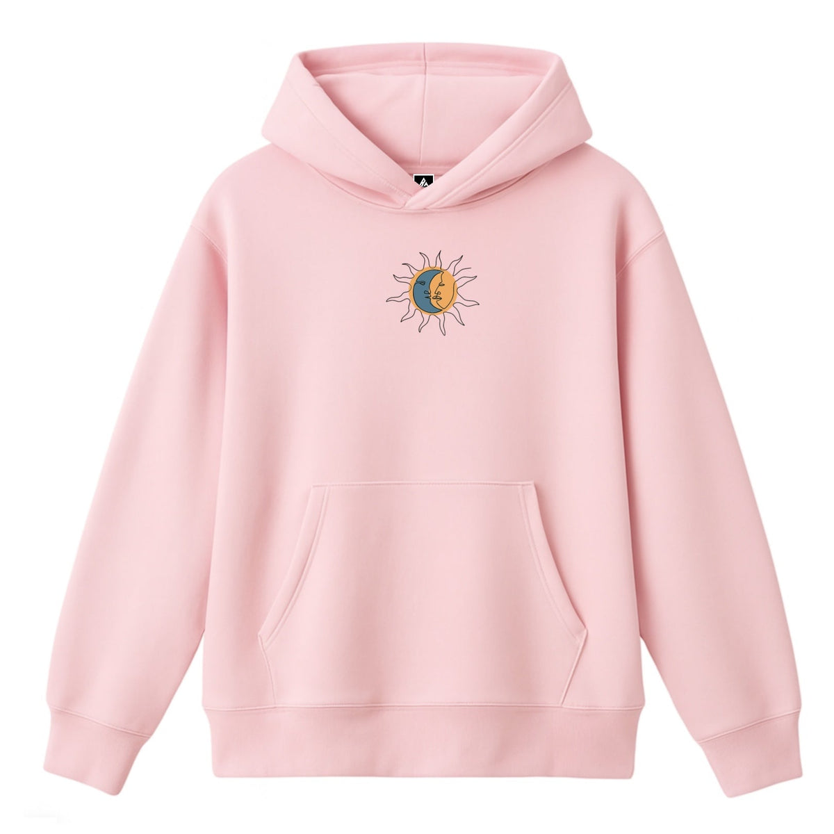 Hoodie 460g 100% Coton – Broderie Minimaliste - Design Soleil/Lune Rich.Art