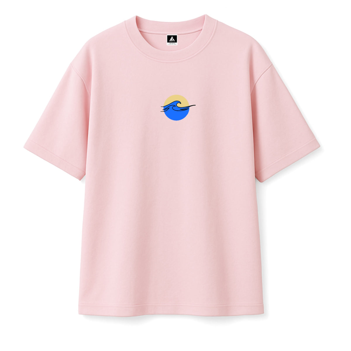 T-shirt Minimaliste Brodé 100% Coton – Design Vague (F)