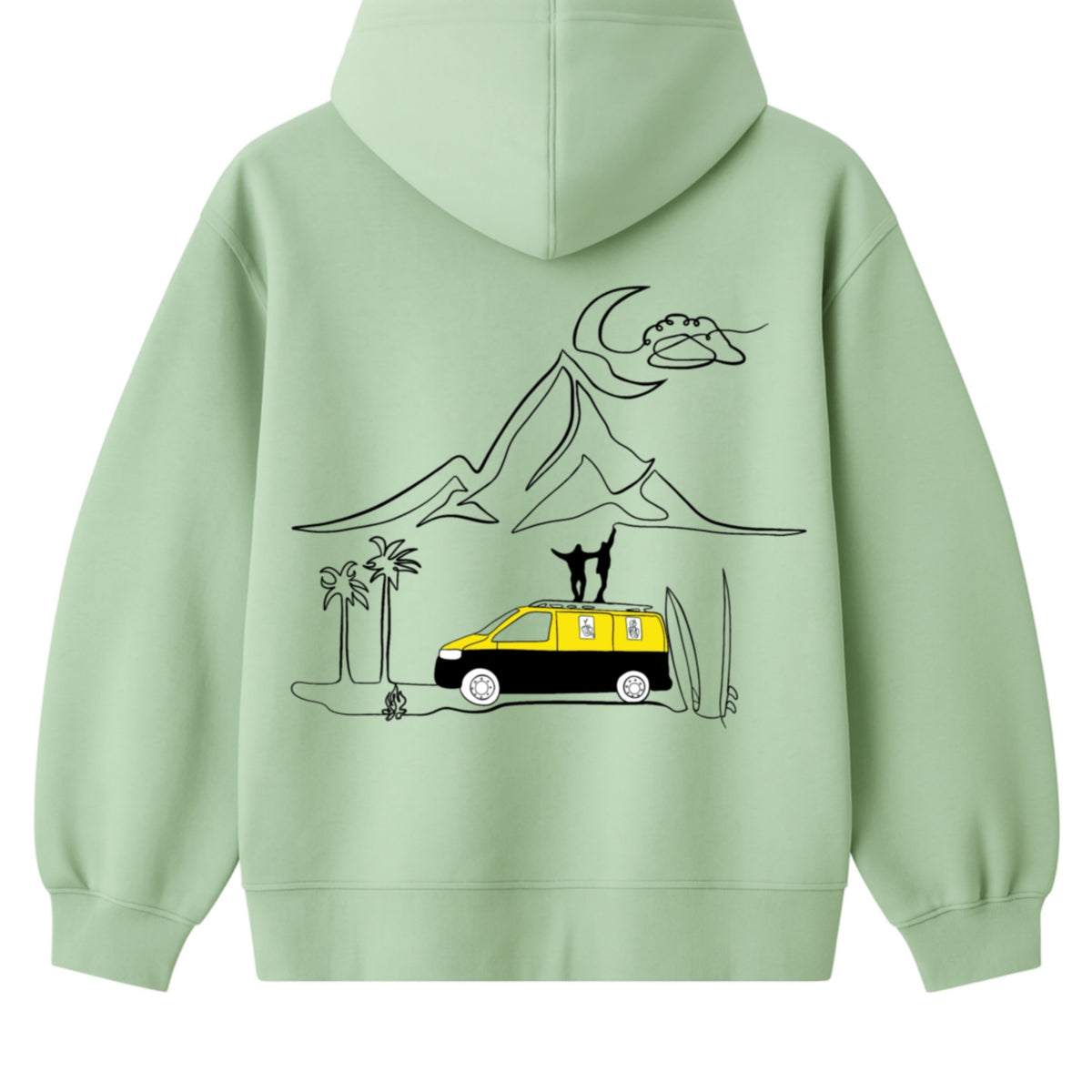 Hoodie 460g 100% Coton – Broderie Minimaliste - Design Vanlife (F)