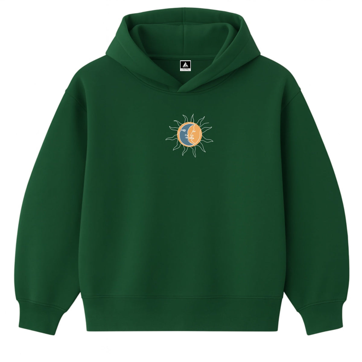 Hoodie 460g 100% Coton – Broderie Minimaliste - Design Soleil/Lune Rich.Art