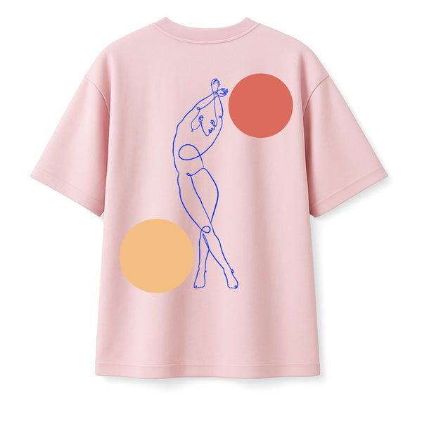T-shirt Minimaliste Brodé 100% Coton – Design Danse des Formes (F)