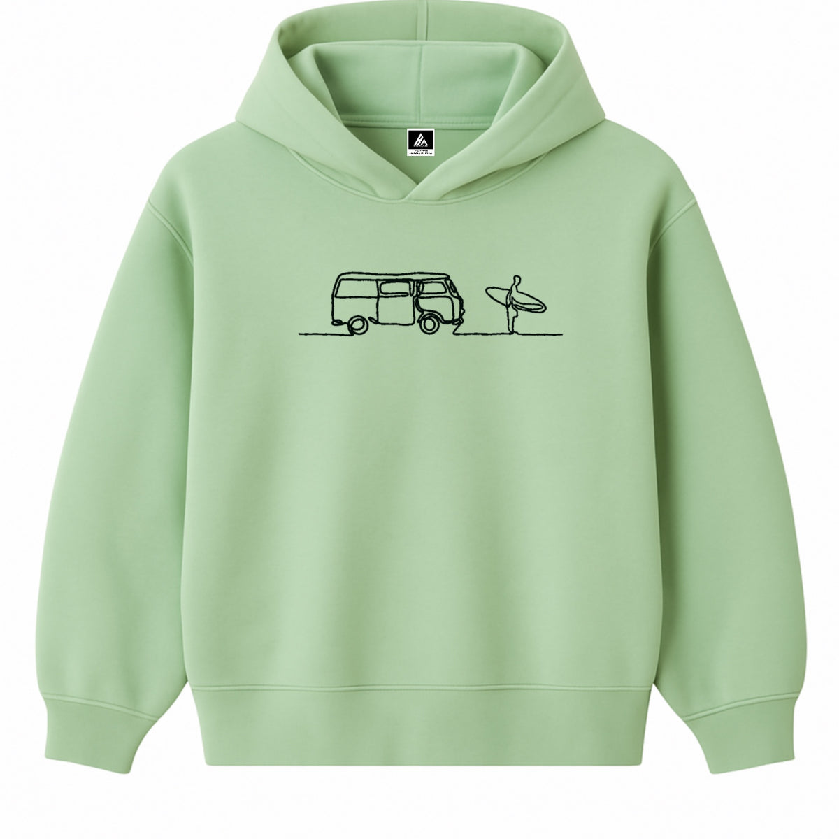 Hoodie 460g 100% Coton – Broderie Minimaliste - Design Surf (F)