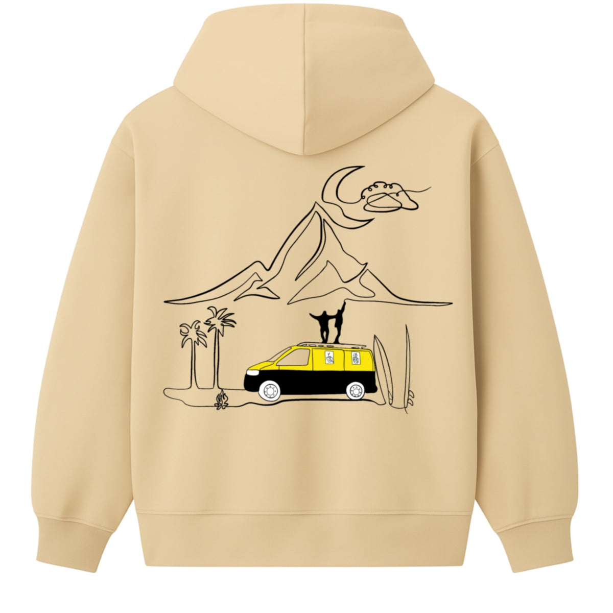 Hoodie 460g 100% Coton – Broderie Minimaliste - Design Vanlife (F)