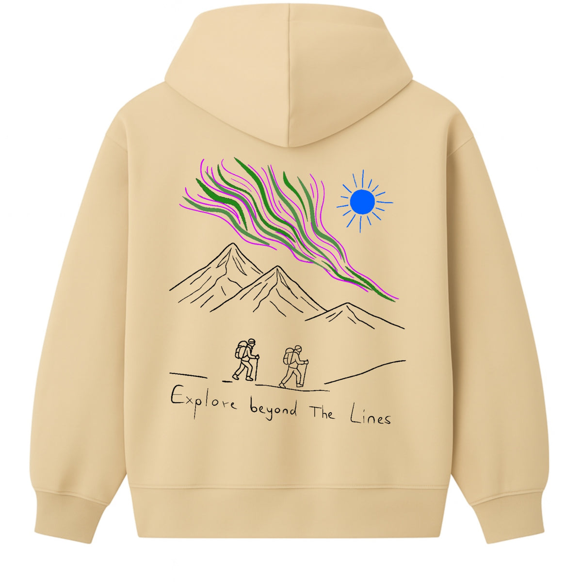 Hoodie 460g 100% Coton – Broderie Minimaliste - Design Randonnée (F)