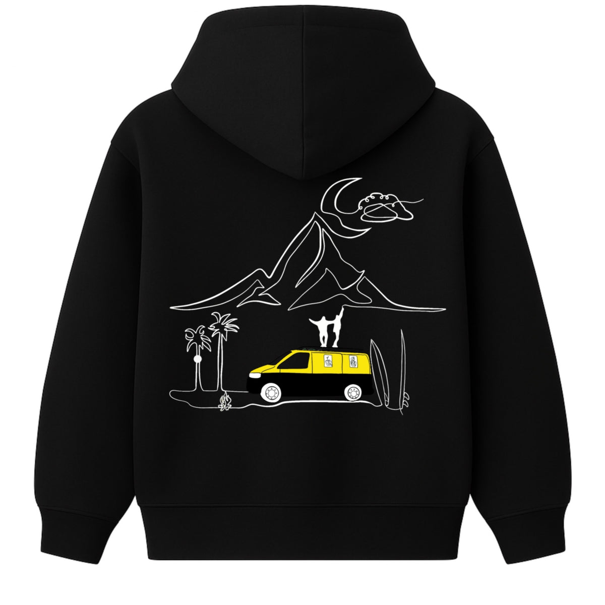 Hoodie 460g 100% Coton – Broderie Minimaliste - Design Vanlife (F)