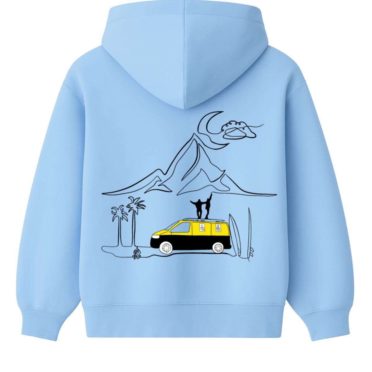 Hoodie 460g 100% Coton – Broderie Minimaliste - Design Vanlife (F)