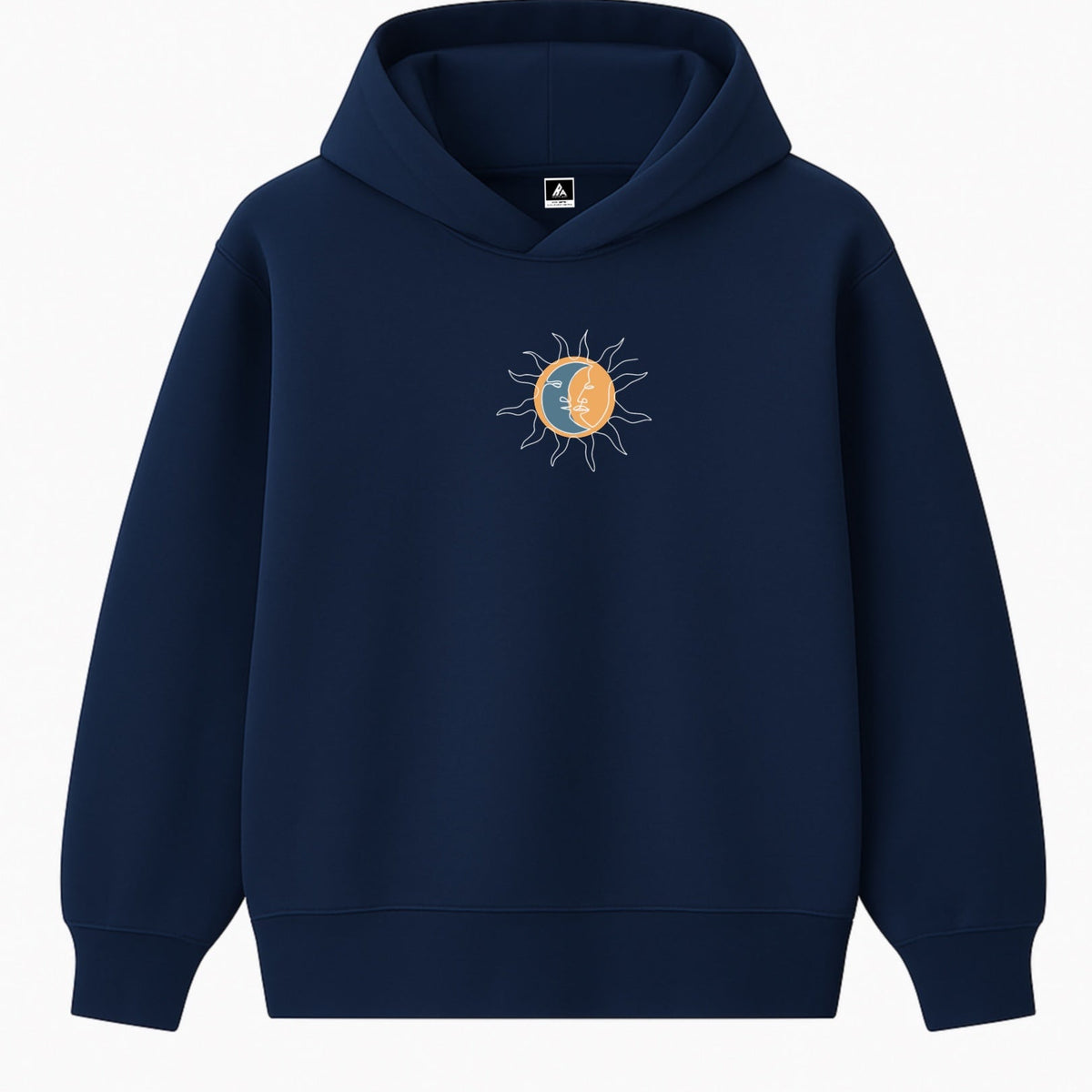 Hoodie 460g 100% Coton – Broderie Minimaliste - Design Soleil/Lune Rich.Art