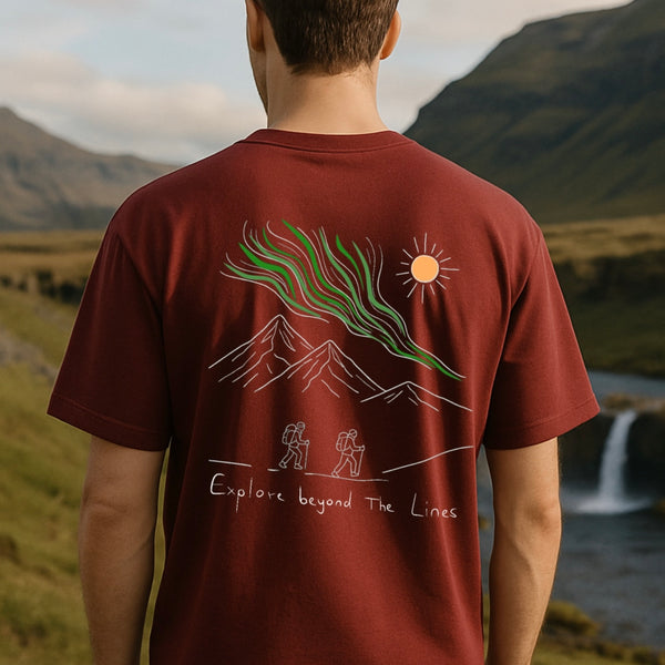 T-shirt Minimaliste Brodé 100% Coton – Design Randonnée