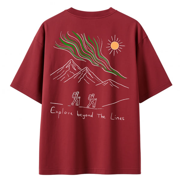 T-shirt Minimaliste Brodé 100% Coton – Design Randonnée