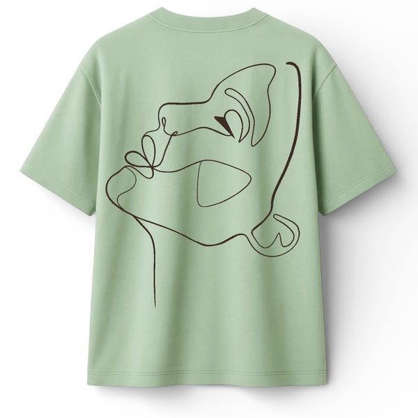 🟡 PRÉCOMMANDE: T-shirt Minimaliste Brodé 100% Coton – Design One Line Draw (F)