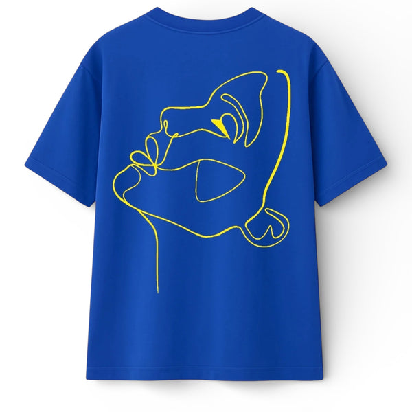 🟡 PRÉCOMMANDE: T-shirt Minimaliste Brodé 100% Coton – Design One Line Draw (F)