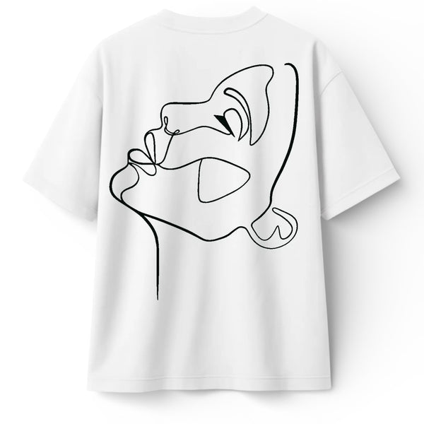 🟡 PRÉCOMMANDE: T-shirt Minimaliste Brodé 100% Coton – Design One Line Draw (F)