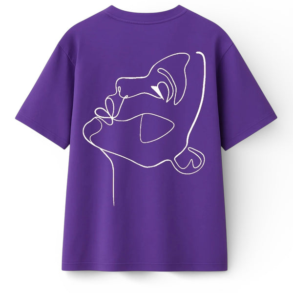 🟡 PRÉCOMMANDE: T-shirt Minimaliste Brodé 100% Coton – Design One Line Draw (F)