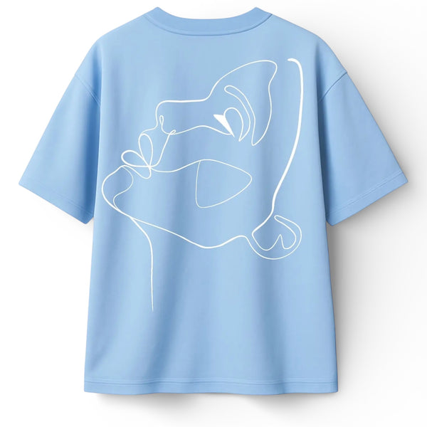 🟡 PRÉCOMMANDE: T-shirt Minimaliste Brodé 100% Coton – Design One Line Draw (F)