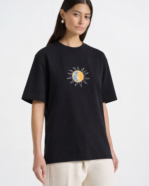 Lune & Soleil – T-shirt Brodé One Line Art