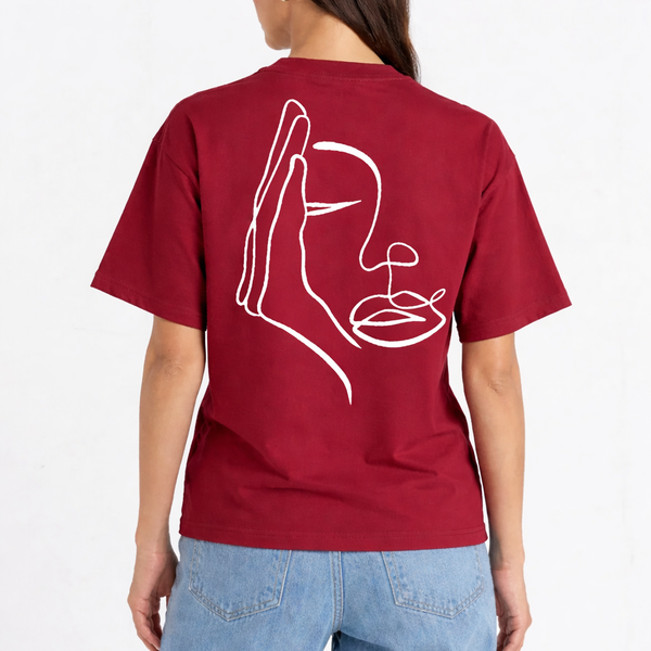 Visage Caché – T-shirt Brodé One Line Art