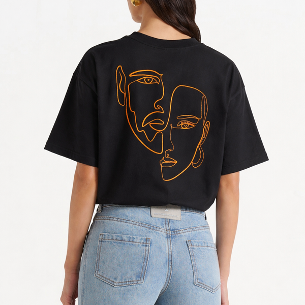 T-shirt – Broderie Double Visage One Line Art