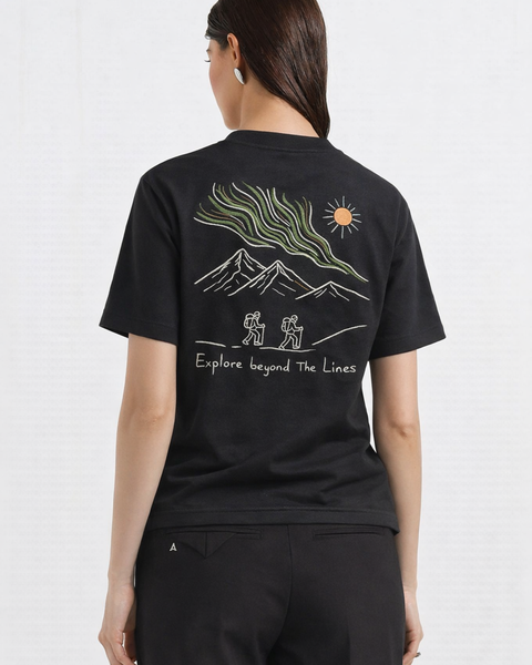 Islande - T-shirt brodé One Line Art
