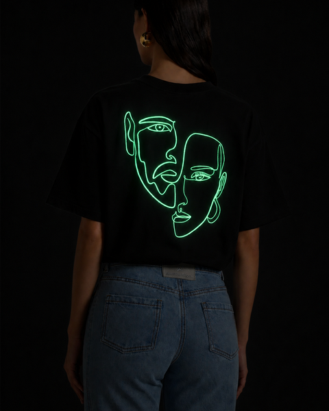 Double Visage – T-shirt Phosphorescent One Line Art