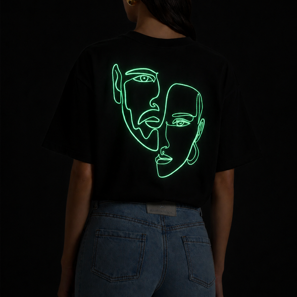 Double Visage – T-shirt Phosphorescent One Line Art