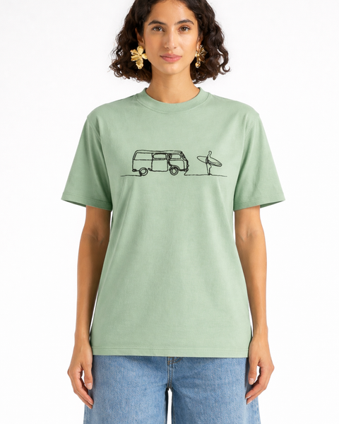 Surf - T-shirt brodé One Line Art