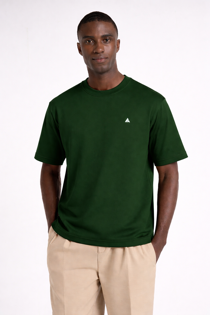 T-shirt vert One Line Art avec visage minimaliste au dos
