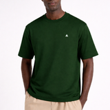 T-shirt vert One Line Art avec visage minimaliste au dos
