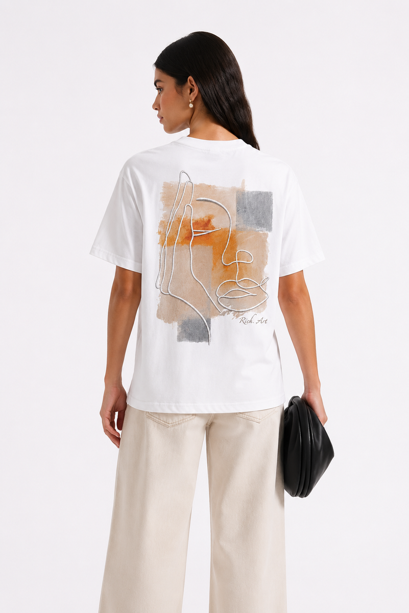 Essence T-Shirt Brodé Portrait Abstrait – Rich.Art