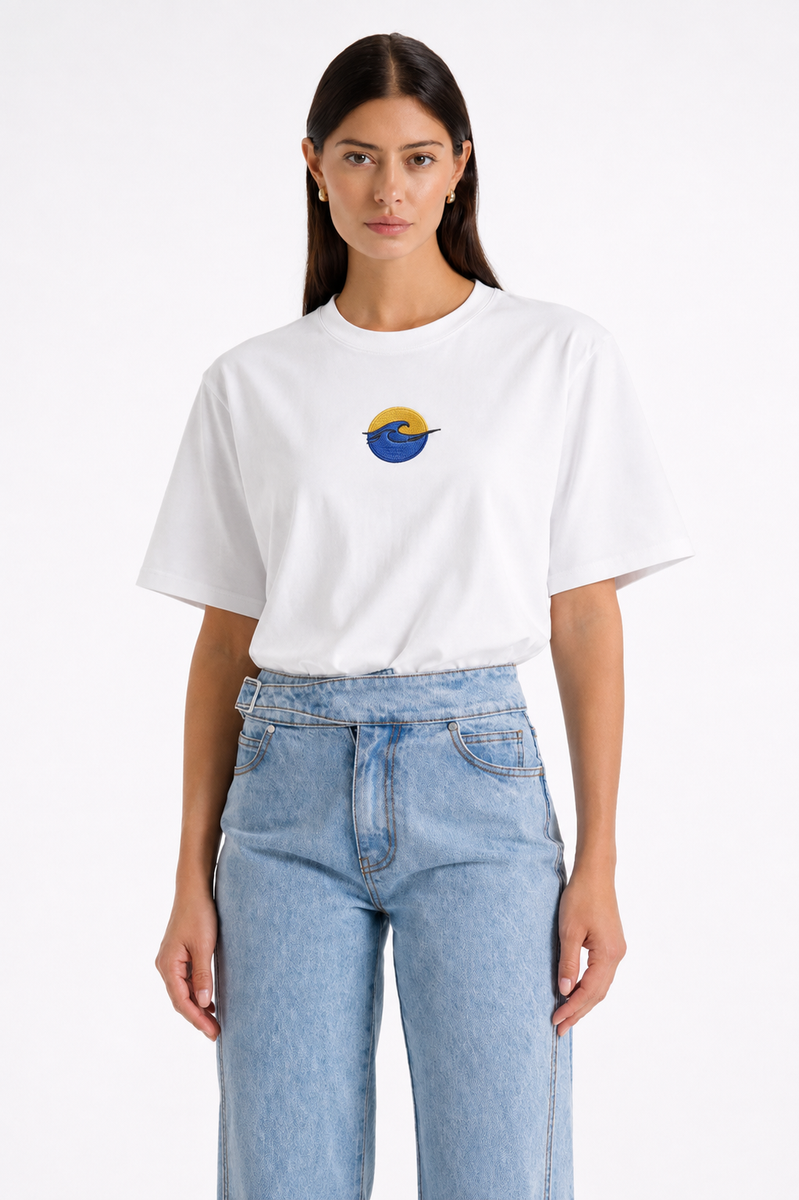 Welle - Besticktes T-Shirt