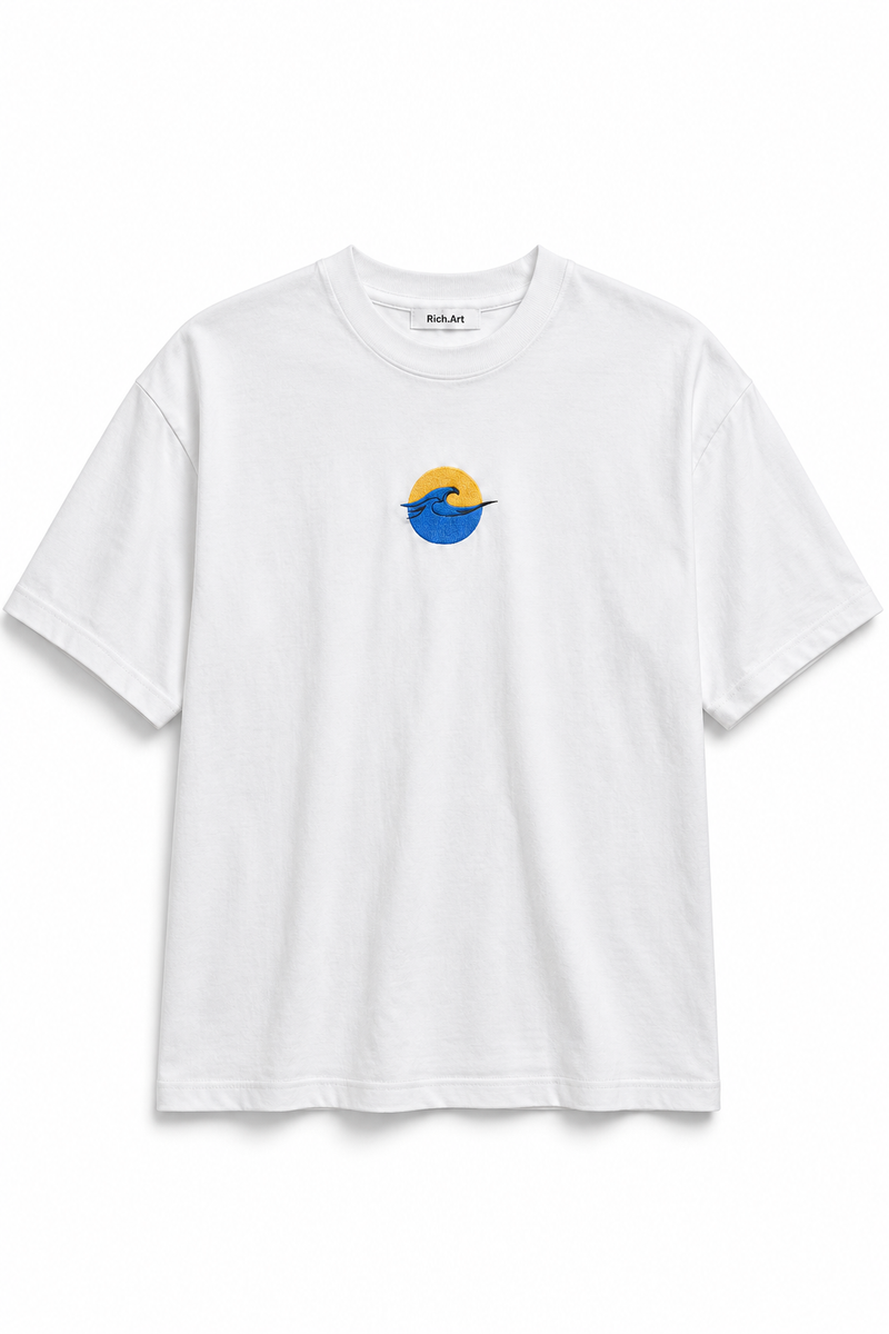 Welle - Besticktes T-Shirt