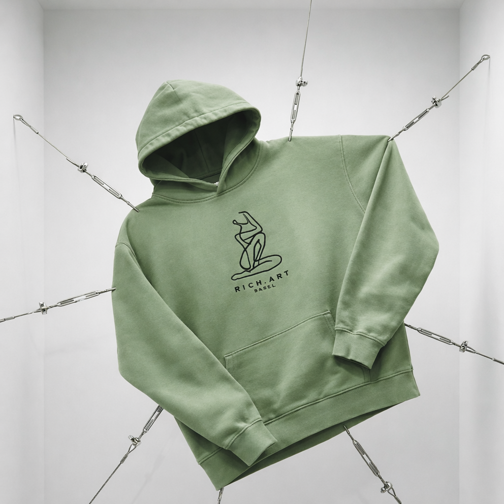 🟡 PRÉCOMMANDE: Hoodie 460g 100% Coton – Broderie Minimaliste - Design Matisse (F) Rich.Art