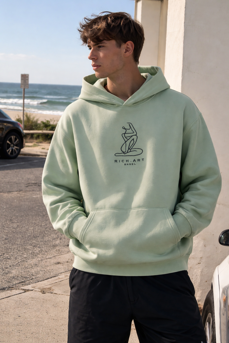🟡 PRÉCOMMANDE: Hoodie 460g 100% Coton – Broderie Minimaliste - Design Matisse Rich.Art