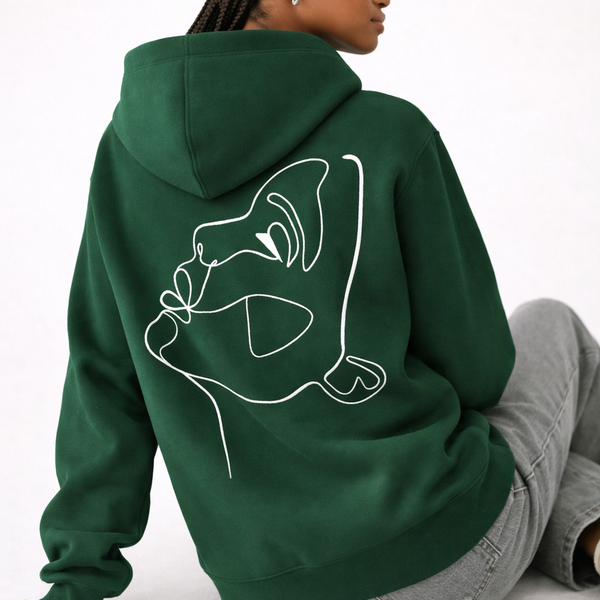 🟡 PRÉCOMMANDE: Hoodie 460g 100% Coton – Broderie Minimaliste - Design One Line Draw (F)