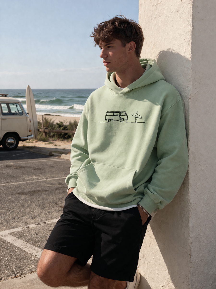 🟡 PRÉCOMMANDE: Hoodie 460g 100% Coton – Broderie Minimaliste - Design Surf Rich.Art