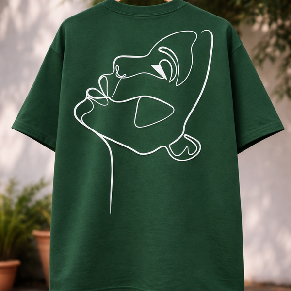 🟡 PRÉCOMMANDE: T-shirt Minimaliste Brodé 100% Coton – Design One Line Draw (F)