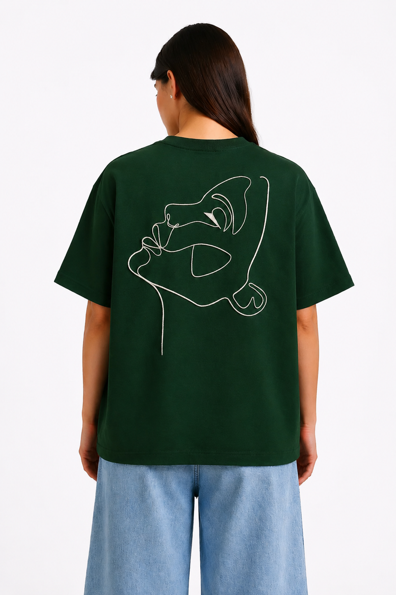 One Line Draw – T-shirt Brodé One Line Art