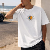 🟡 PRÉCOMMANDE: T-shirt Minimaliste Brodé 100% Coton – Design Soleil/Lune Ma boutique